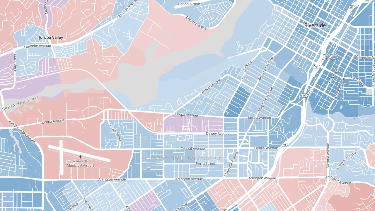 Grand, Riverside, CA block-group political-lean map