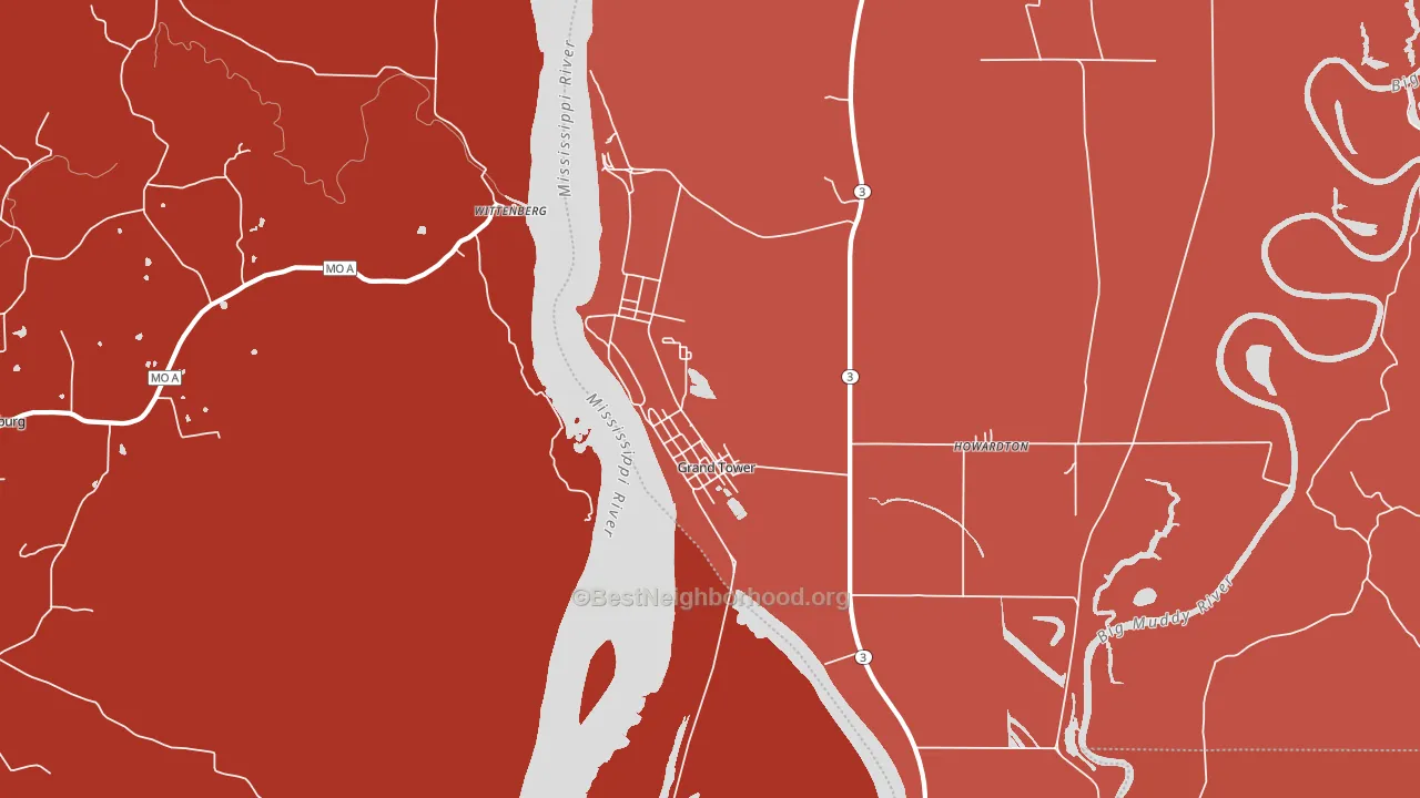 Grand Tower, IL block-group political-lean map