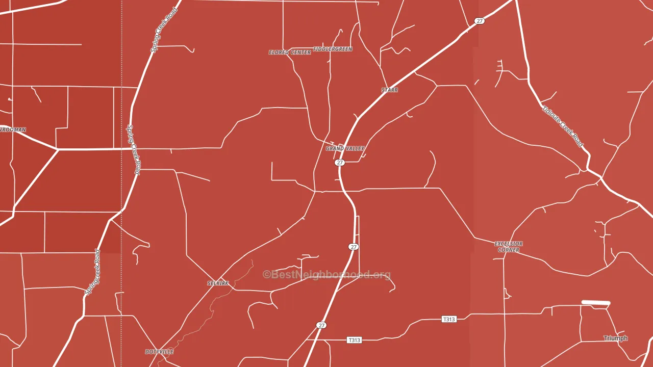 Grand Valley, PA block-group political-lean map