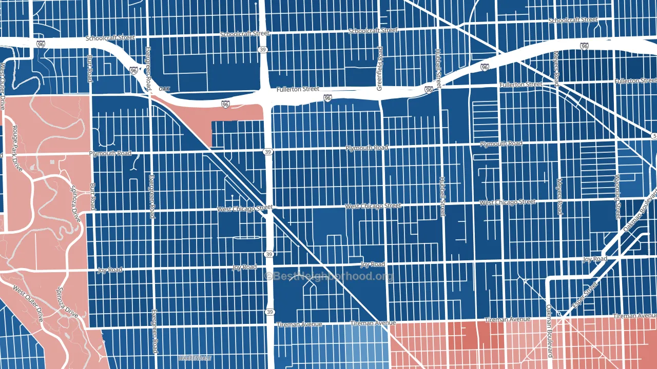Grandale, Detroit, MI block-group political-lean map