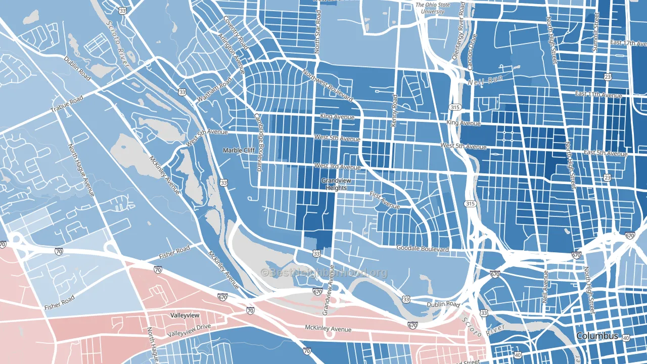 Grandview Heights, OH block-group political-lean map