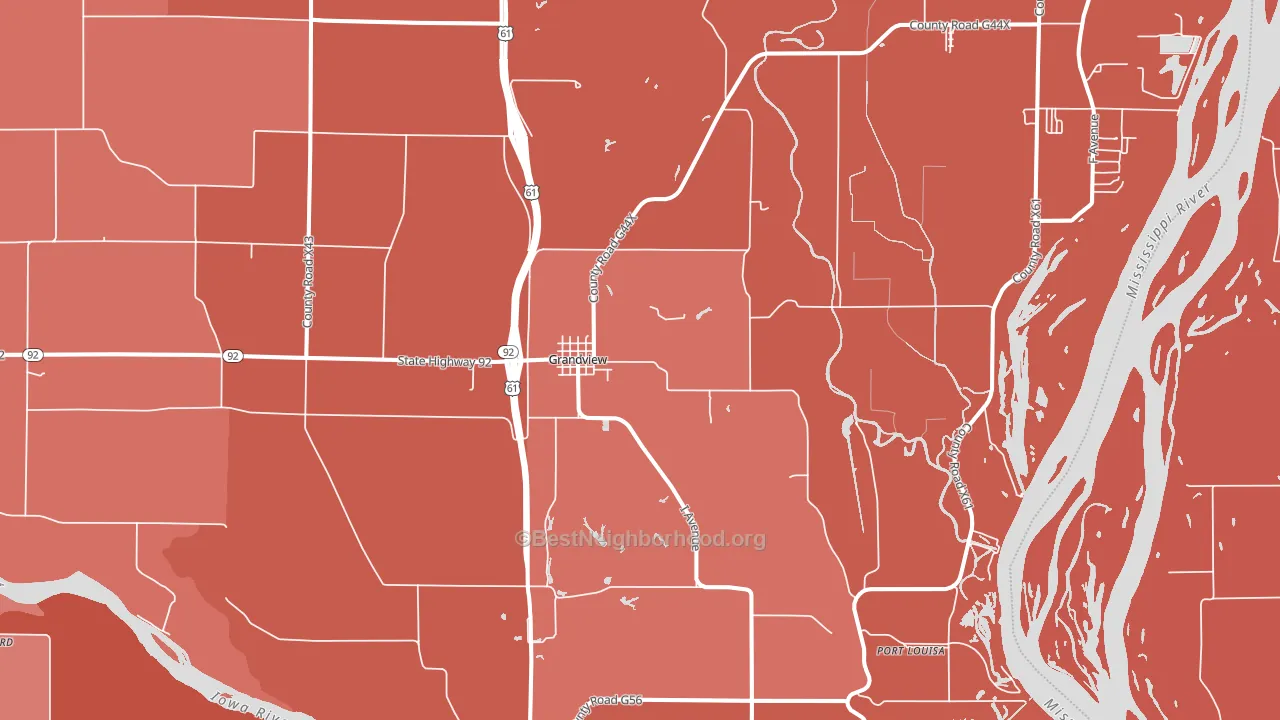 Grandview, IA block-group political-lean map