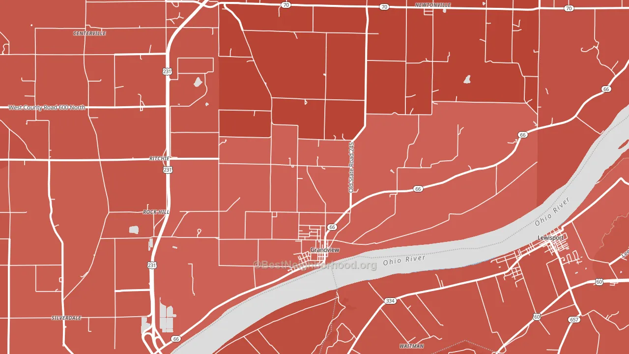 Grandview, IN block-group political-lean map