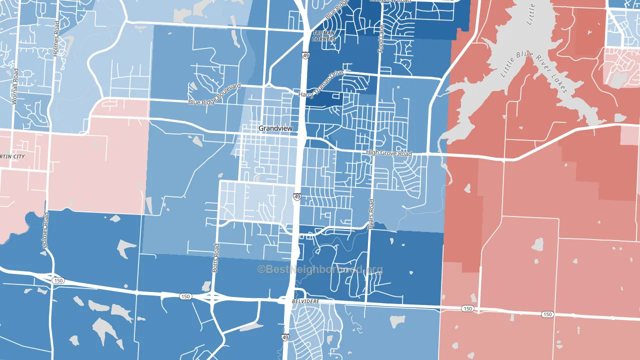 Grandview, MO block-group political-lean map