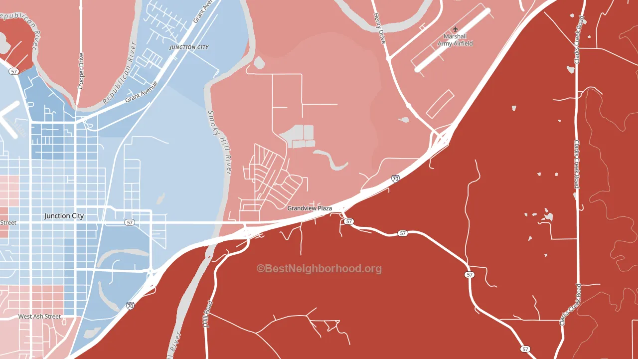 Grandview Plaza, KS block-group political-lean map