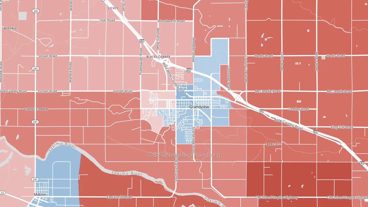 Grandview, WA block-group political-lean map