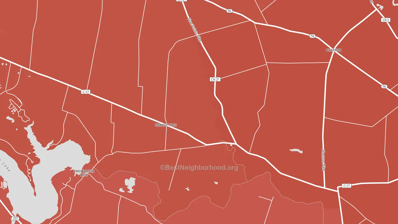 Grange Hall, OH block-group political-lean map