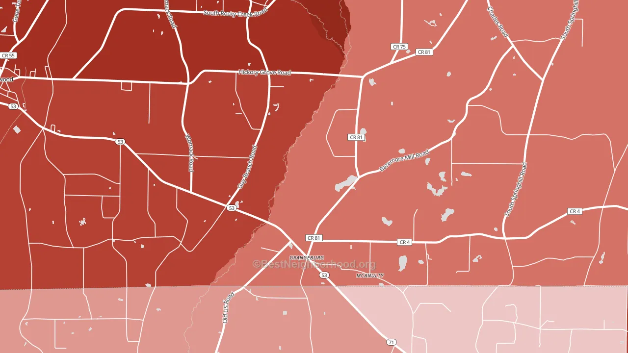 Grangeburg, AL block-group political-lean map