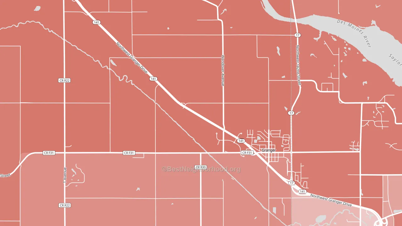 Granger Homesteads, IA block-group political-lean map