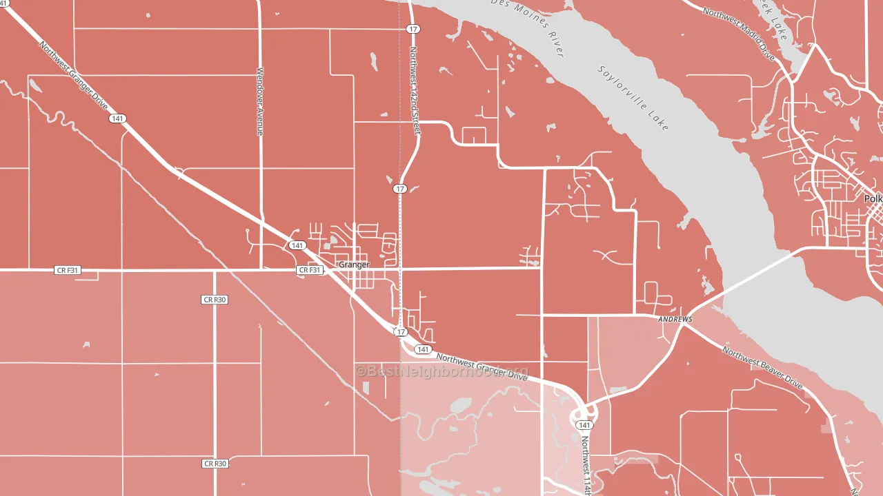 Granger, IA block-group political-lean map