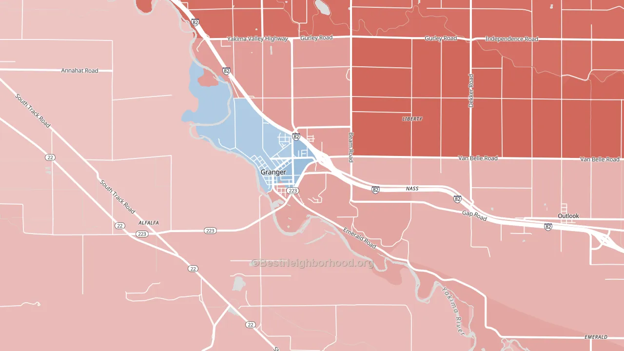 Granger, WA block-group political-lean map