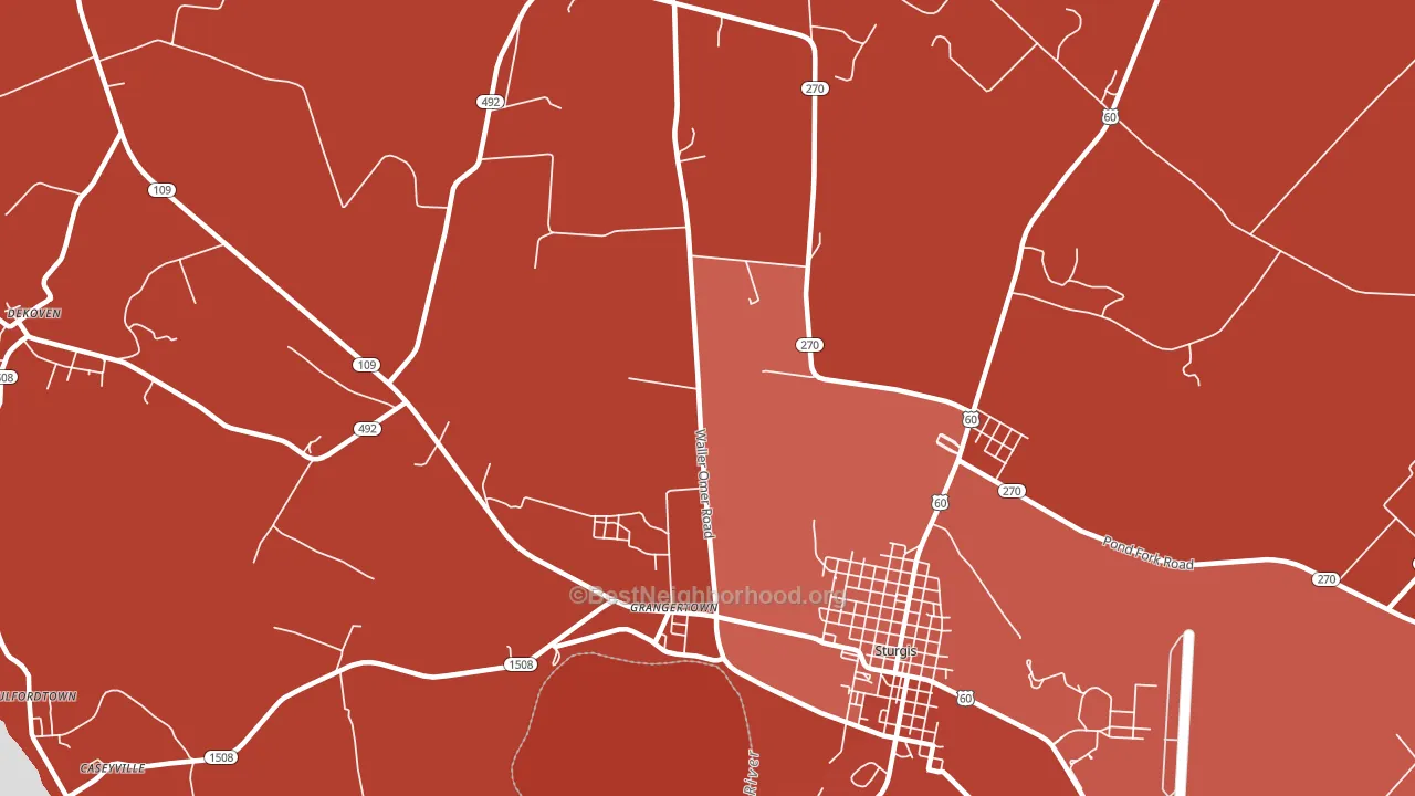 Grangertown, KY block-group political-lean map