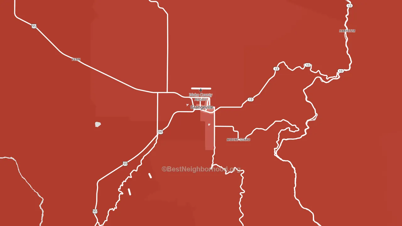 Grangeville, ID block-group political-lean map