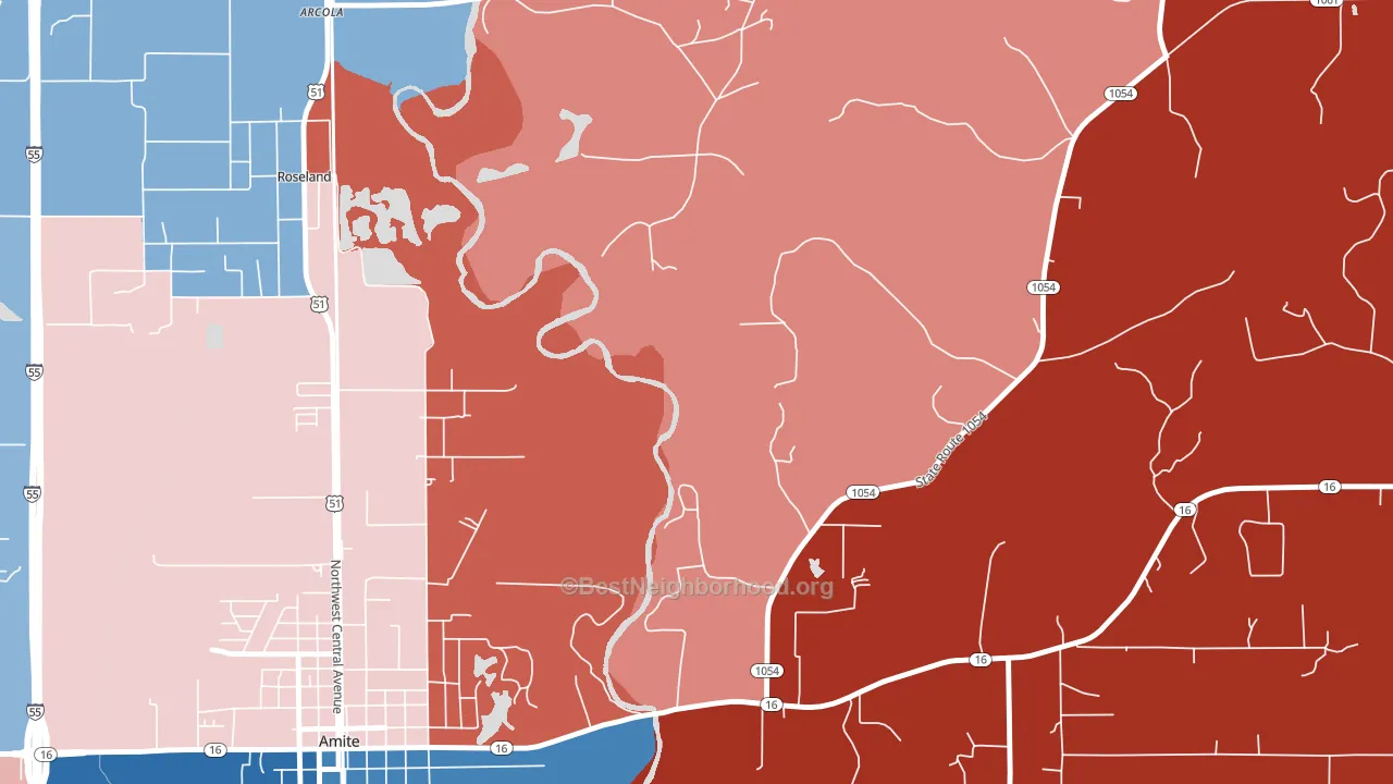 Grangeville, LA block-group political-lean map