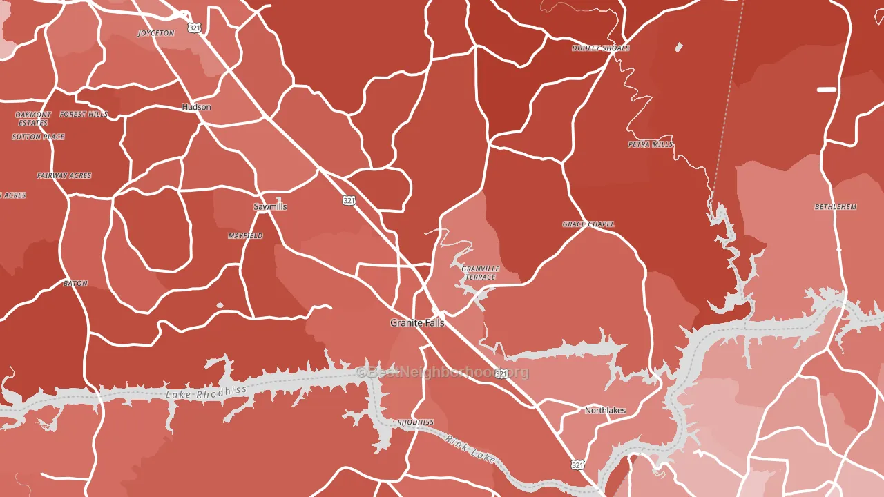 Granite Falls, NC block-group political-lean map