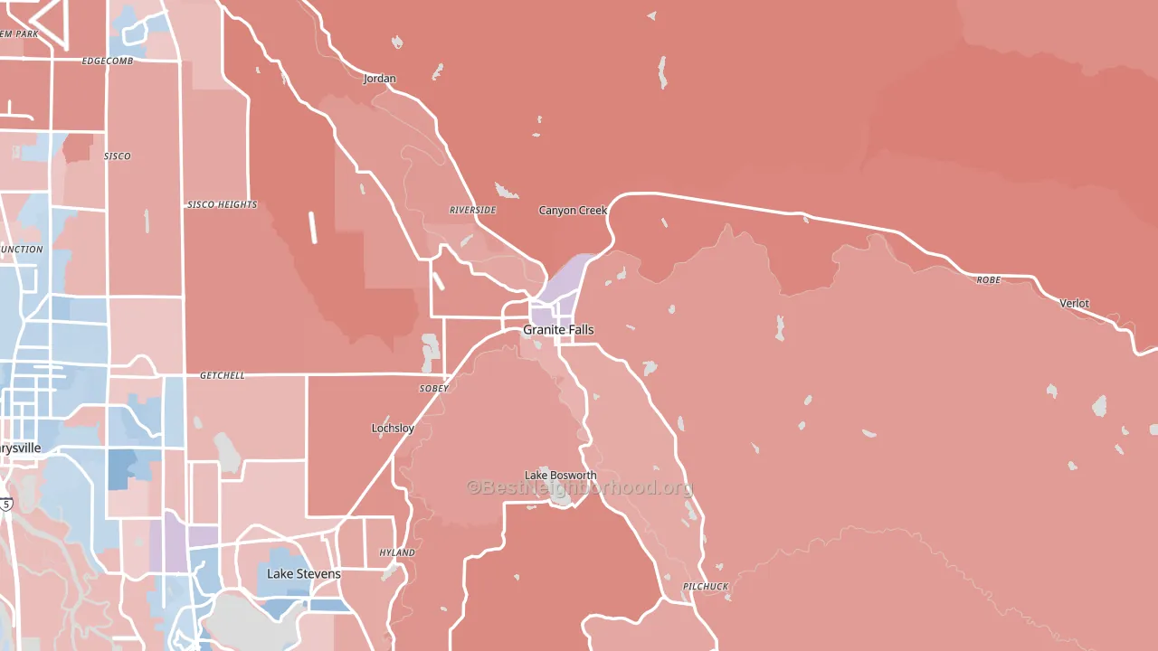 Granite Falls, WA block-group political-lean map