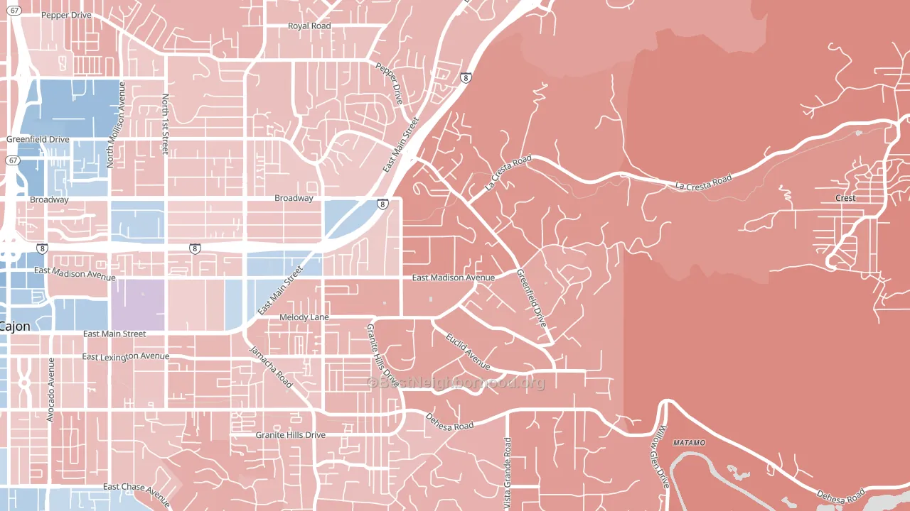 Granite Hills, El Cajon, CA block-group political-lean map