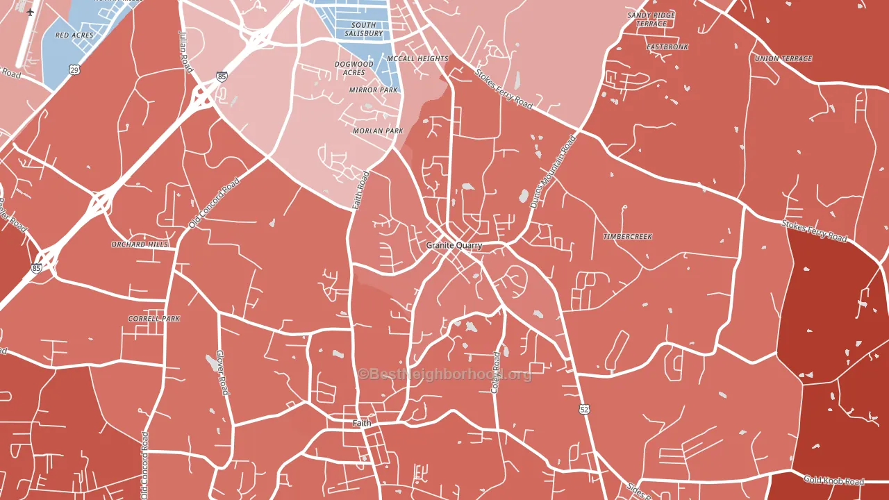 Granite Quarry, NC block-group political-lean map