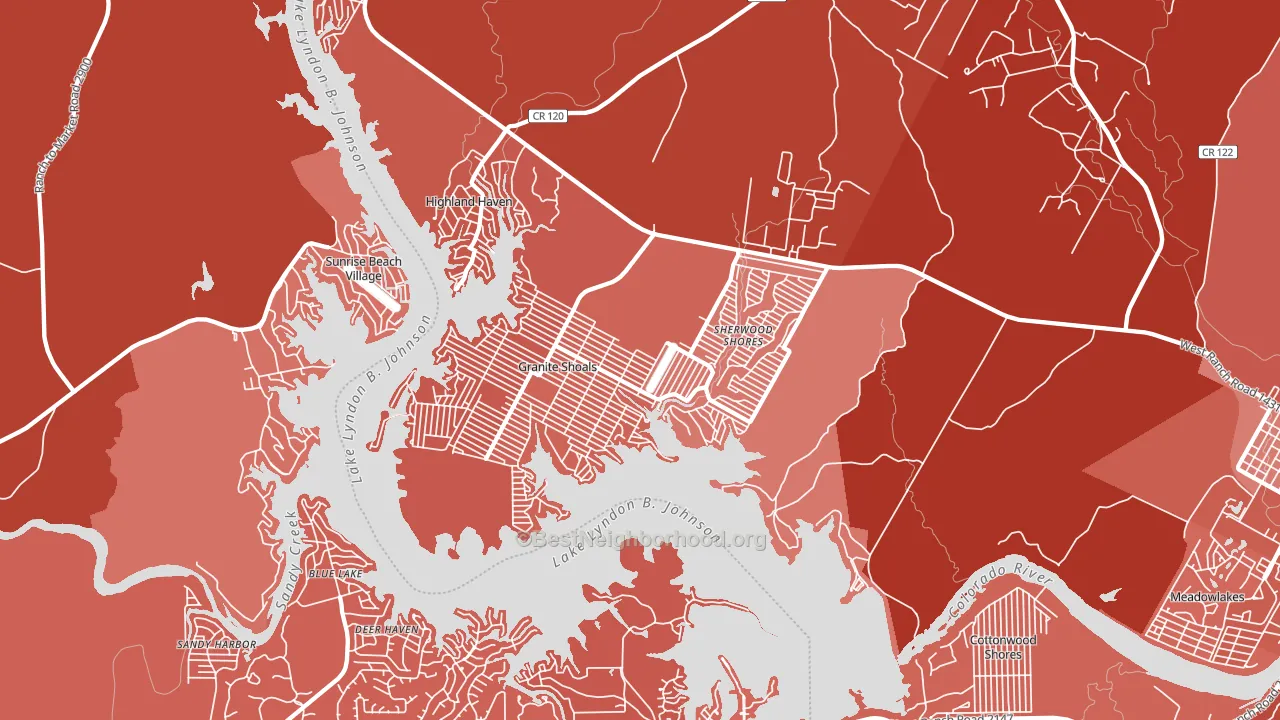 Granite Shoals, TX block-group political-lean map