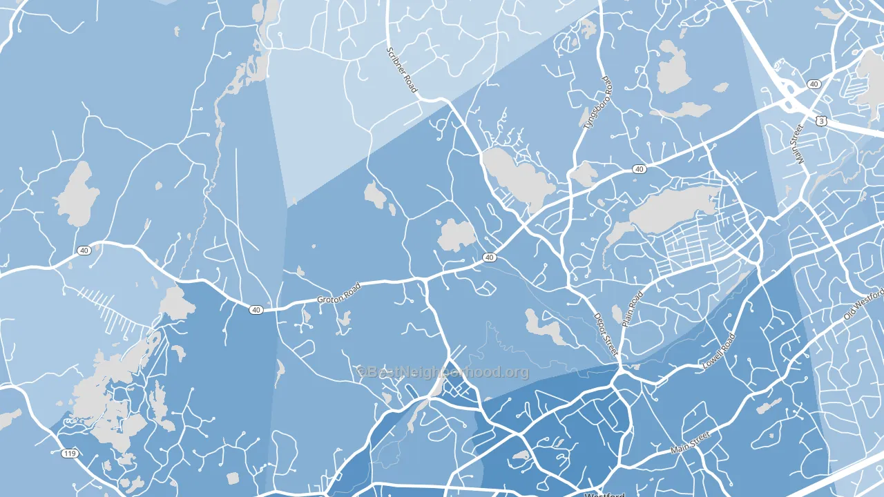 Graniteville, MA block-group political-lean map