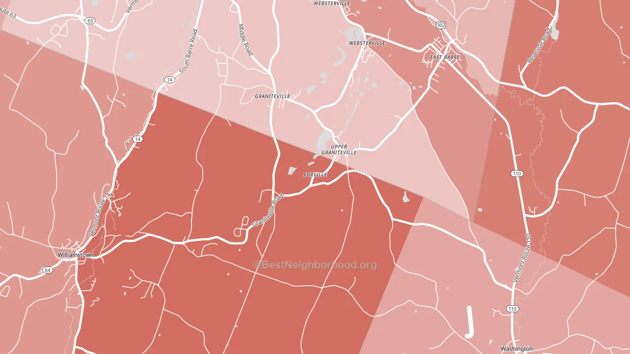 Graniteville, VT block-group political-lean map