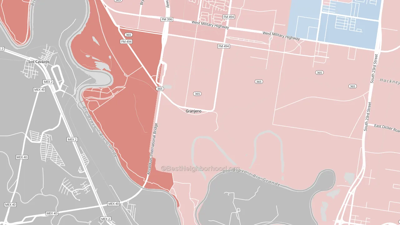 Granjeno, TX block-group political-lean map