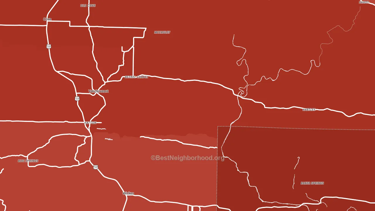 Grannis, AR block-group political-lean map