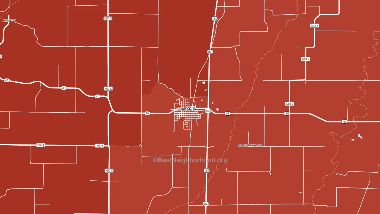 Grant City, MO block-group political-lean map