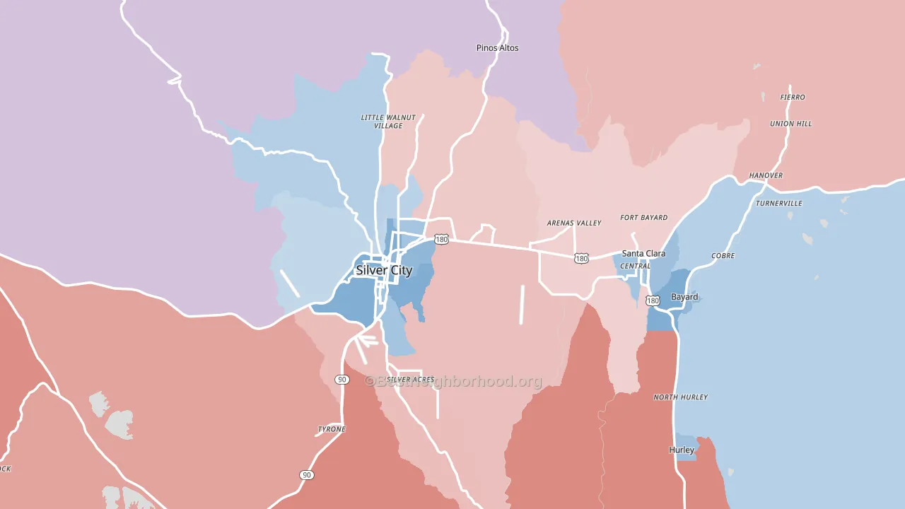 Grant County, NM block-group political-lean map