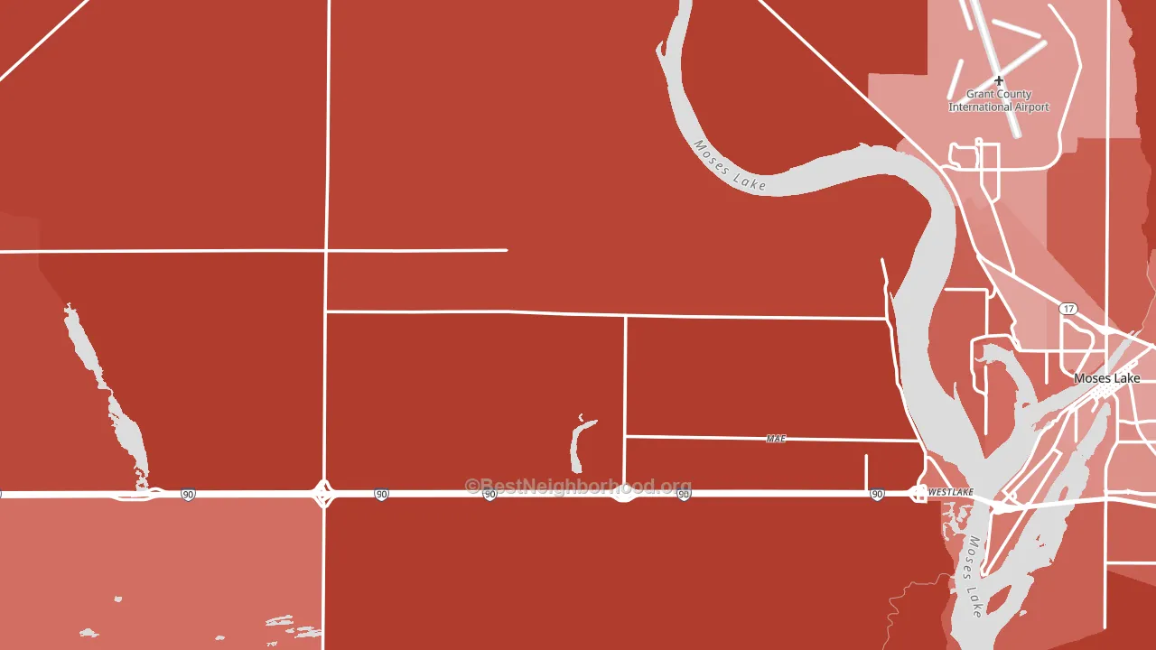 Grant County, WA block-group political-lean map
