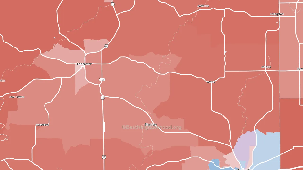 Grant County, WI block-group political-lean map