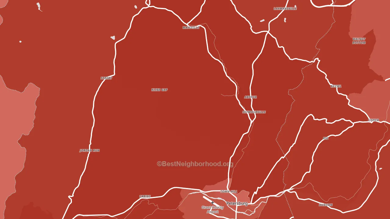 Grant County, WV block-group political-lean map