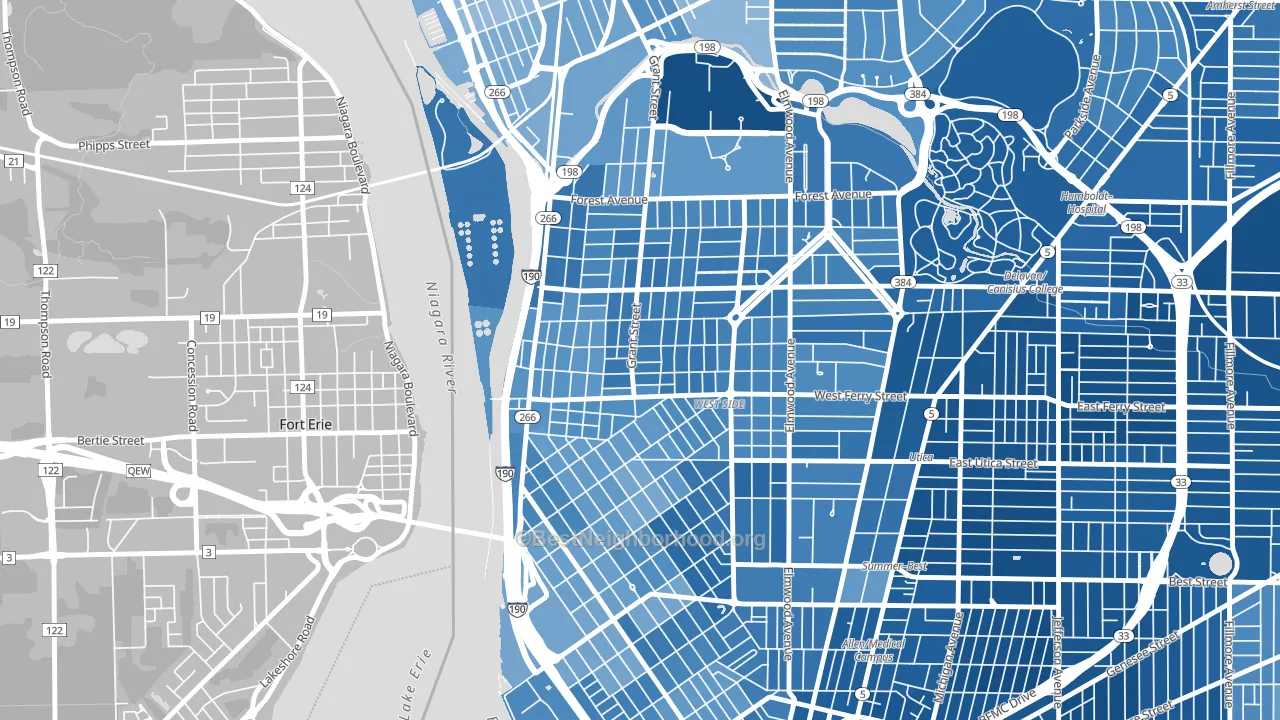 Grant Ferry, Buffalo, NY block-group political-lean map