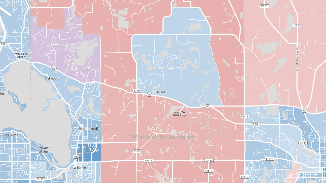 Grant, MN block-group political-lean map