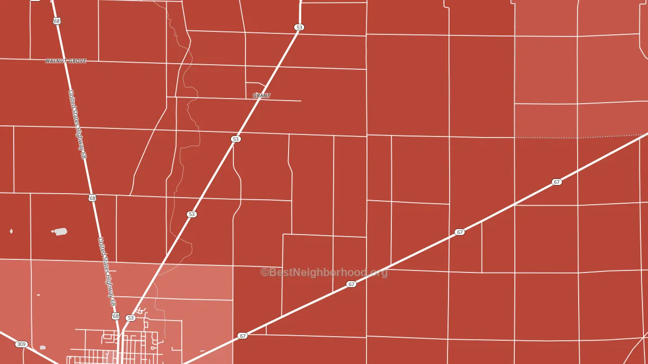 Grant, OH block-group political-lean map