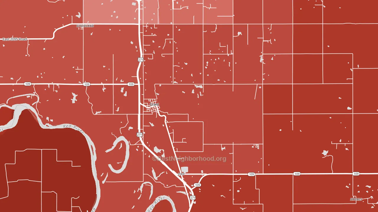 Grant, OK block-group political-lean map