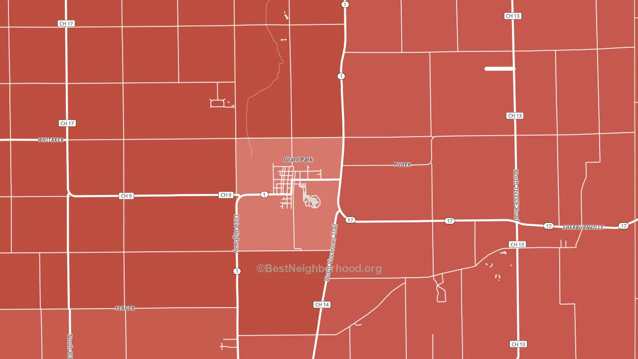 Grant Park, IL block-group political-lean map
