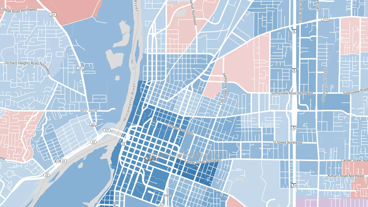 Grant, Salem, OR block-group political-lean map