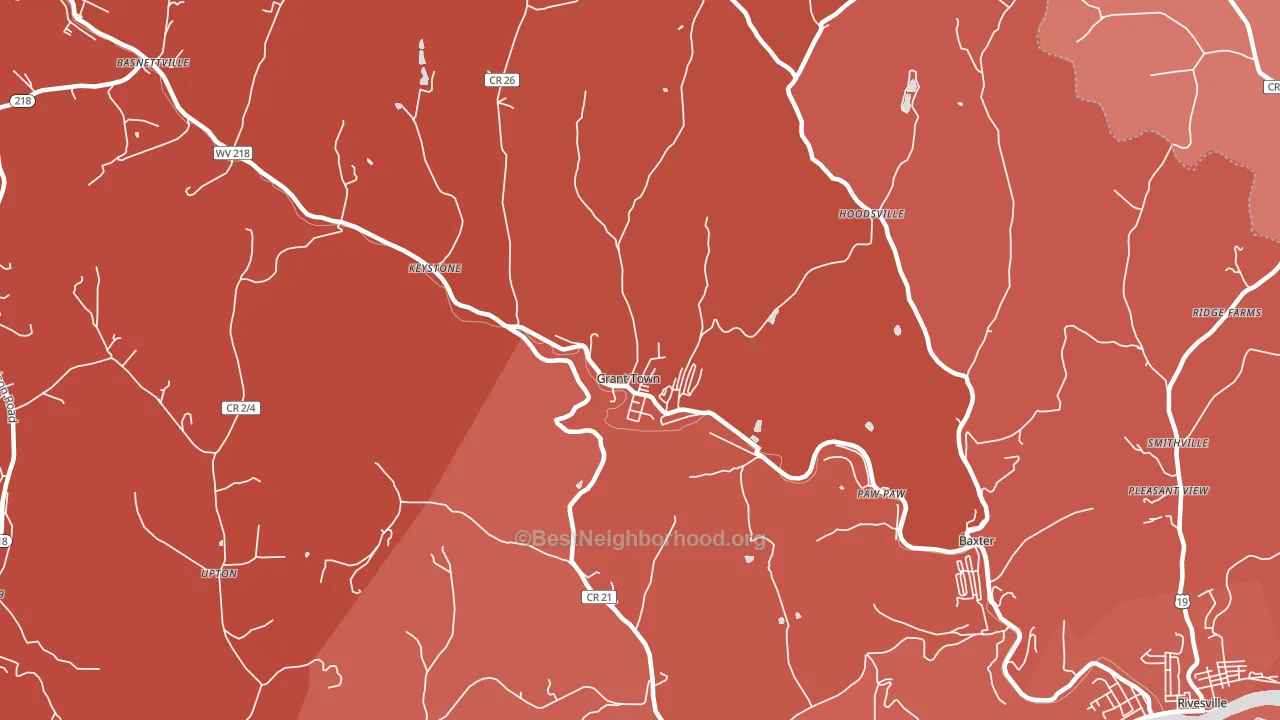 Grant Town, WV block-group political-lean map