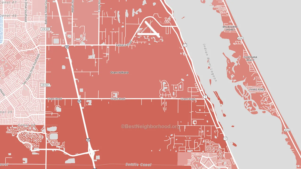 Grant-Valkaria, FL block-group political-lean map