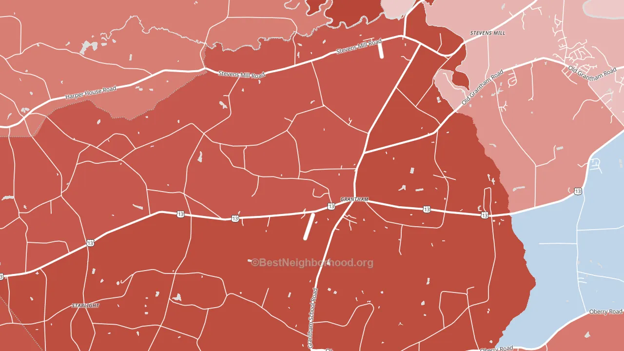 Grantham, NC block-group political-lean map