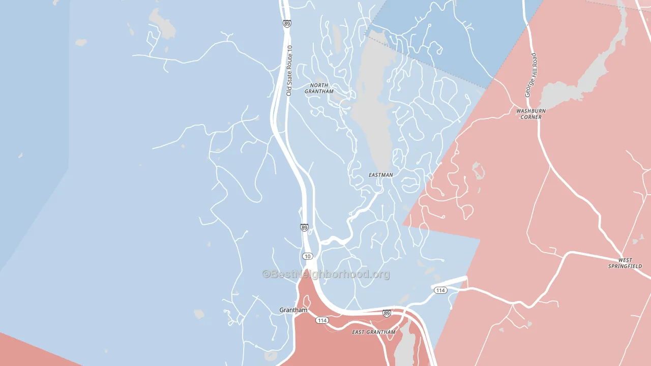 Grantham, NH block-group political-lean map