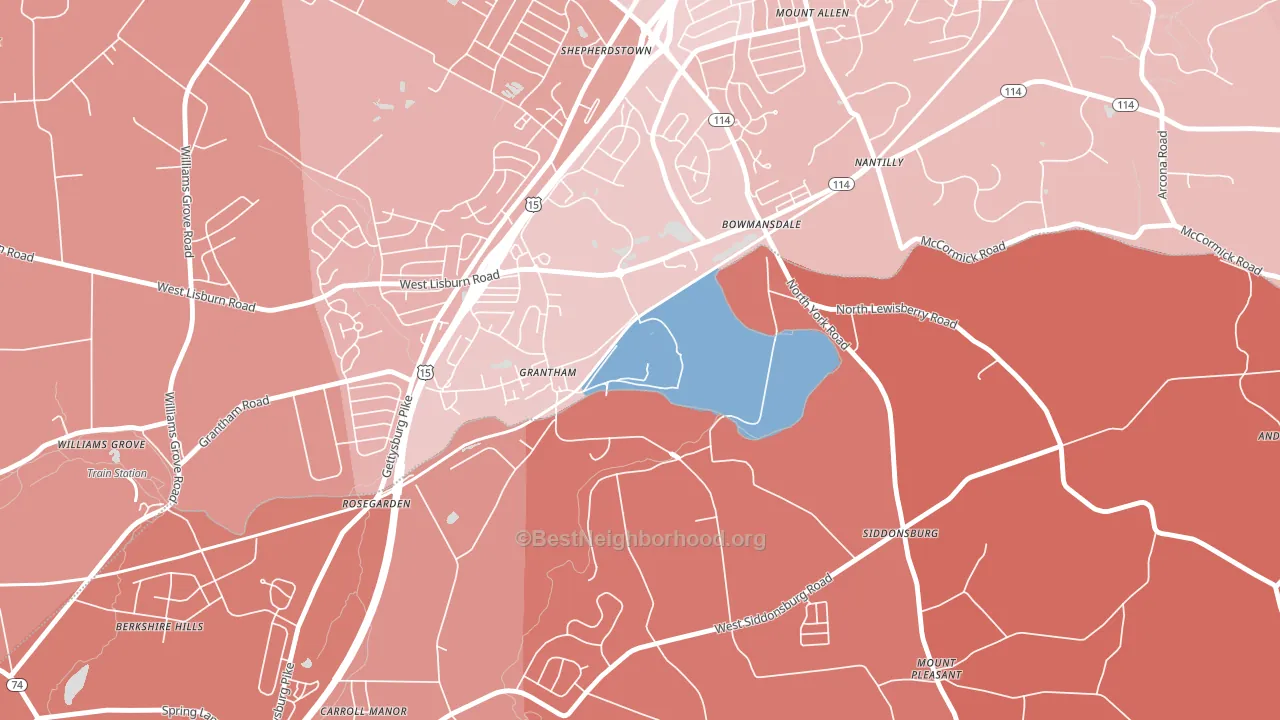 Grantham, PA block-group political-lean map