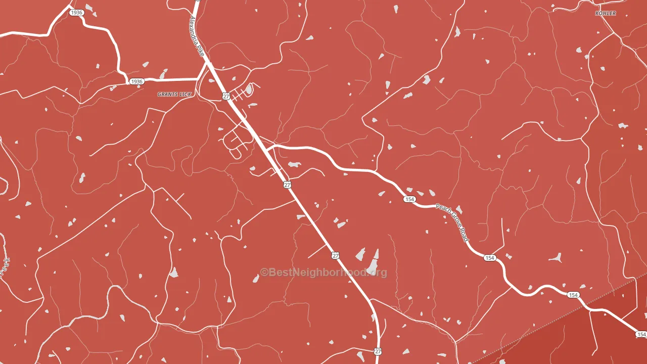 Grants Lick, KY block-group political-lean map