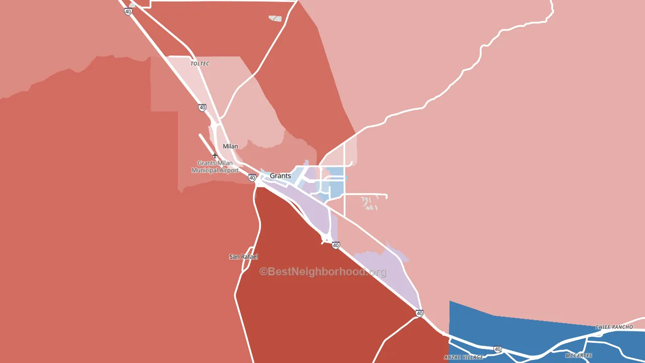 Grants, NM block-group political-lean map