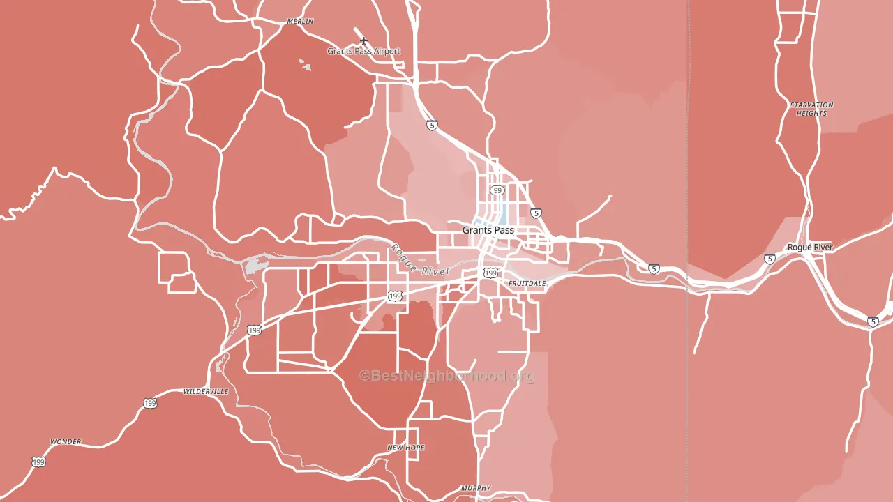 Grants Pass, OR block-group political-lean map