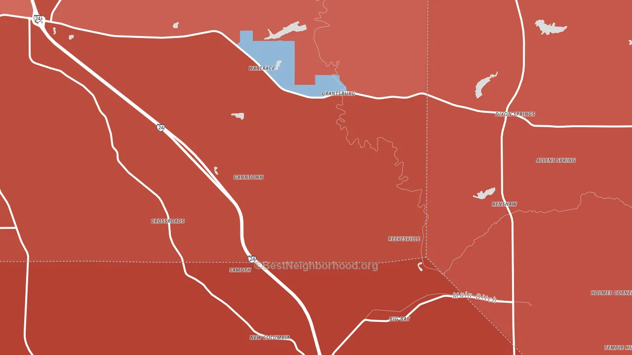 Grantsburg, IL block-group political-lean map