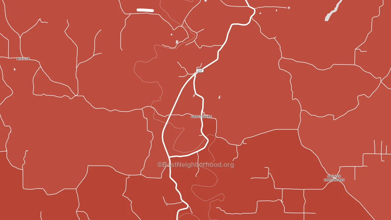 Grantsburg, IN block-group political-lean map