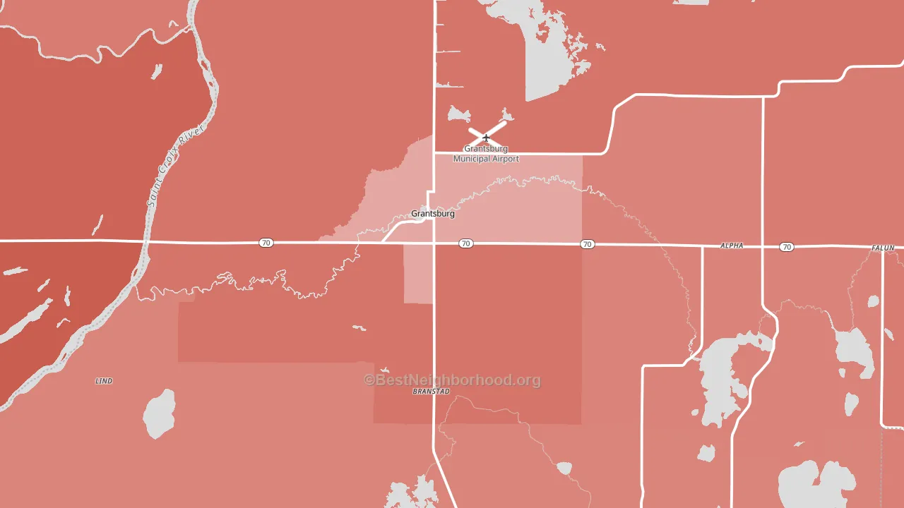 Grantsburg, WI block-group political-lean map