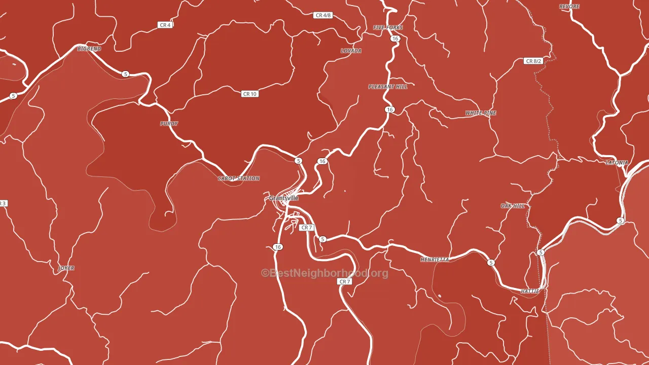 Grantsville, WV block-group political-lean map